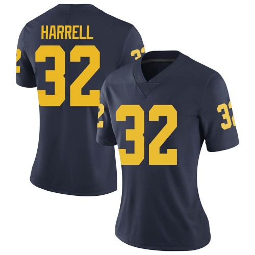 Jaylen Harrell Michigan Wolverines Women's NCAA #32 Navy Limited Brand Jordan College Stitched Football Jersey GXU5654PU